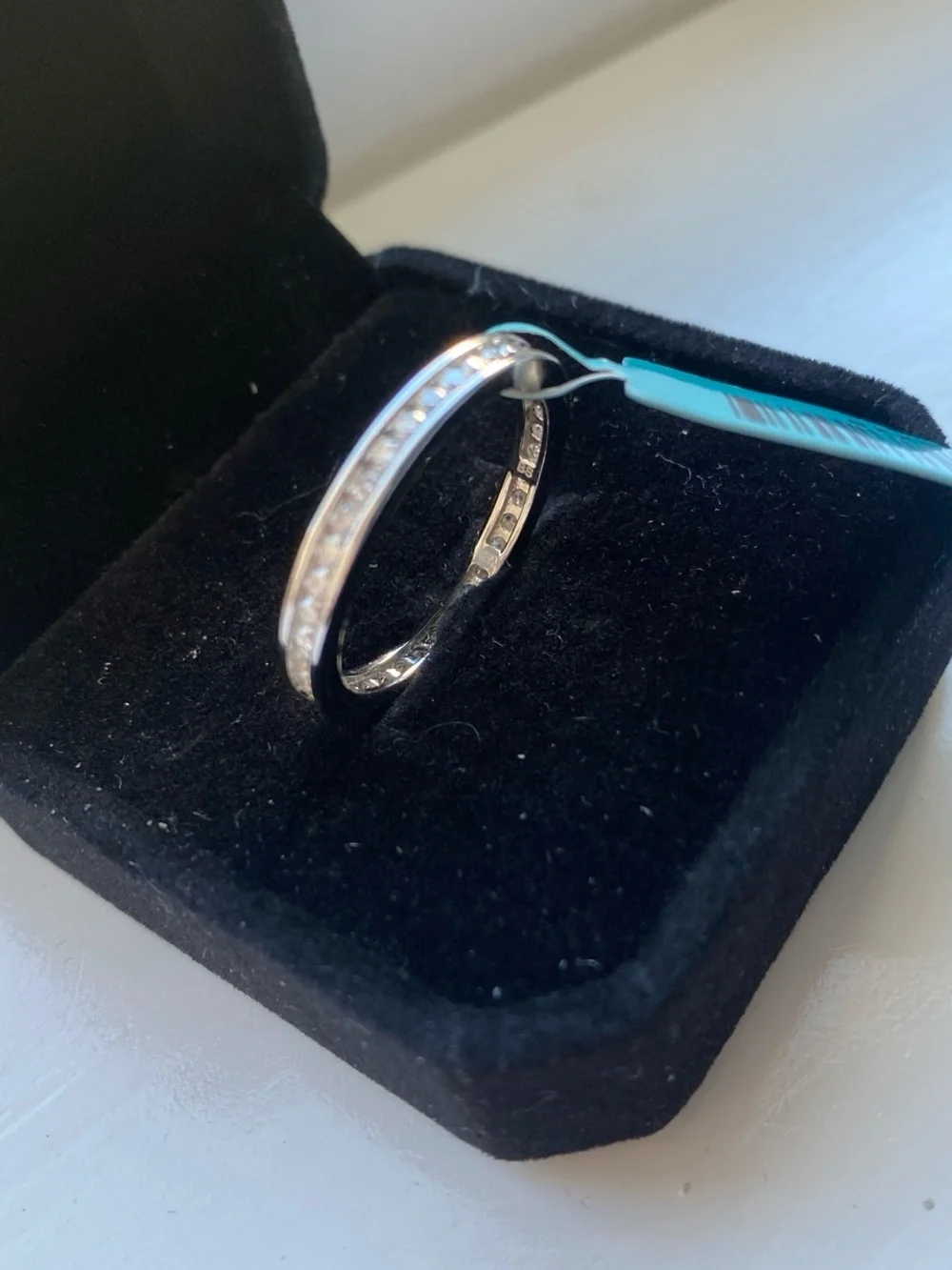 Sterling Silver and Moissanite Eternity Band Size 9